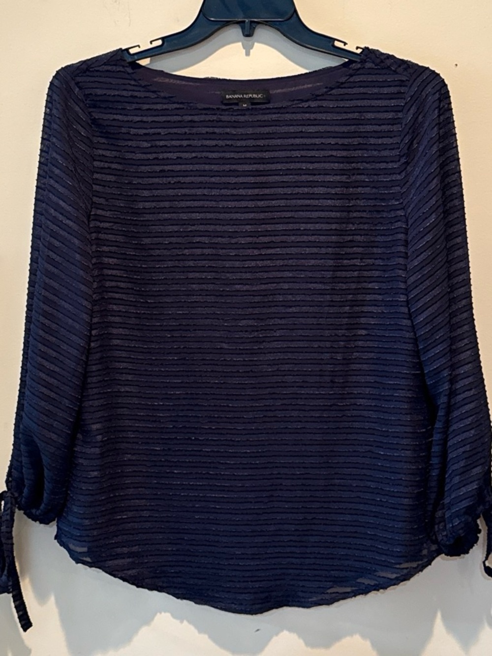 Banana Republic Dark Navy Textured Boat Neck Blouse